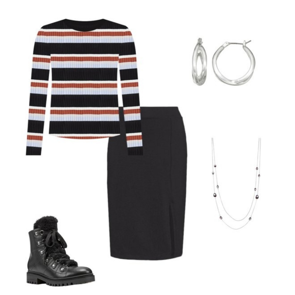 SOLDNine West ribbed sweater in 'blue stripe'